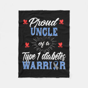 Mens T1d Proud Uncle Diabetes Awareness Type 1 Ins Fleece Blanket