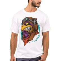 Men's T-shirt doodle eagle smoking cigarette