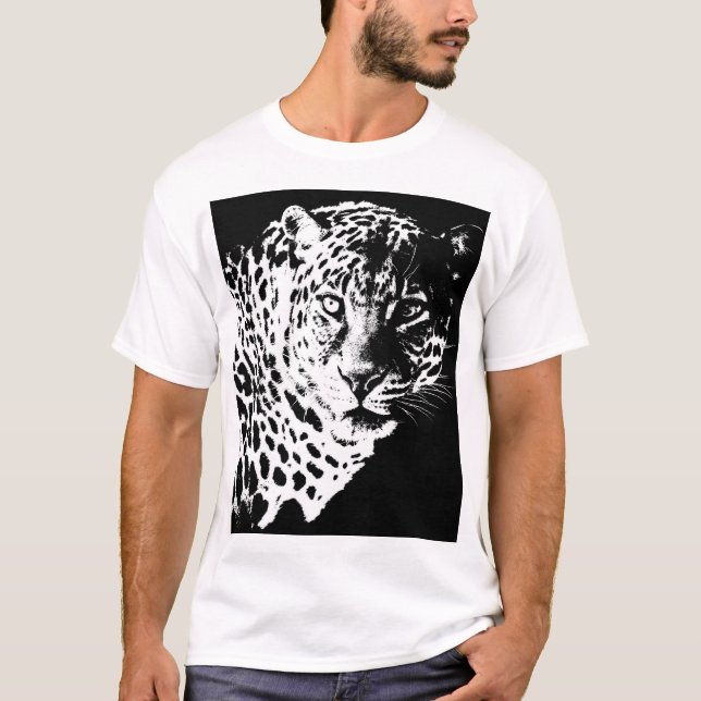 Mens T-Shirt Pop Art Template Animals Leopard Head (Front)