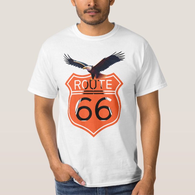 Men's T-shirt, Route 66 pattern and eagle T-Shirt (Front)