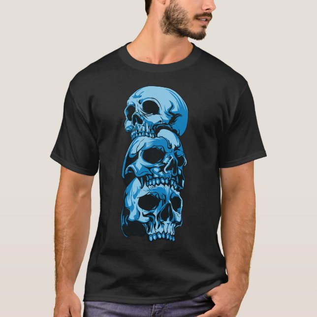 Men's T-shirt with Blue Skulls (Front)
