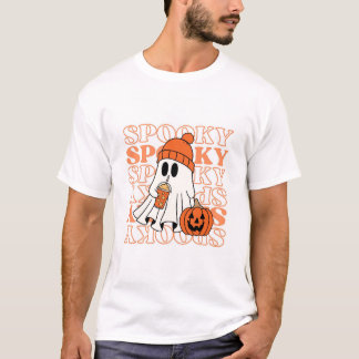 Men's T-shirt with Halloween ghost and trendy oran