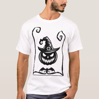 Men's T-shirt with Halloween pumpkin and witch hat