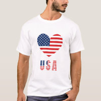 Men's T-Shirt with USA Flag Heart Design