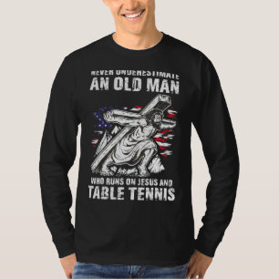 Mens Table Tennis Dad Christian Ping Pong Grandpa T-Shirt
