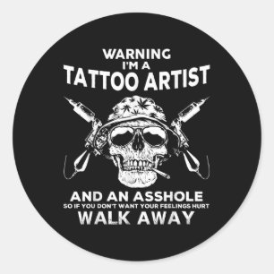 Mens Tattoo Artist Skull Graphic Tattoo Artist App Classic Round Sticker