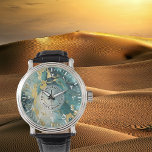 Men's Teal Gold Marble-Look Watch – Black Leather<br><div class="desc">Men's Teal Gold Marble-Look Watch – Black Leather Strap – Custom Gift for Groom, Husband, Dad – Personalised Anniversary & Birthday Present. Unveil His Legacy: The Personalised Teal & Gold Marble Men's Watch More than a mere timepiece, this striking teal & gold marble-look watch is a profound statement—an unforgettable custom...</div>