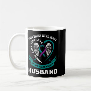 Mens Teal Purple Ribbon Wife Awareness Prevention Coffee Mug