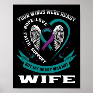 Mens Teal Purple Ribbon Wings Suicide Awareness Pr Poster