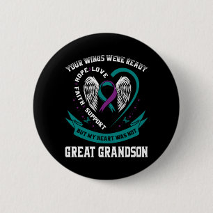 Mens Teal Purple Wing Suicide Awareness Prevention 6 Cm Round Badge
