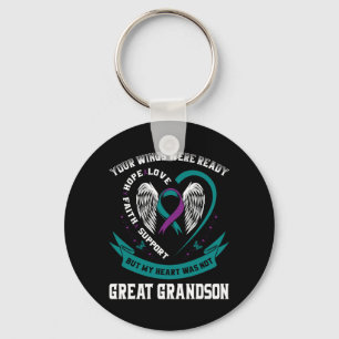 Mens Teal Purple Wing Suicide Awareness Prevention Key Ring