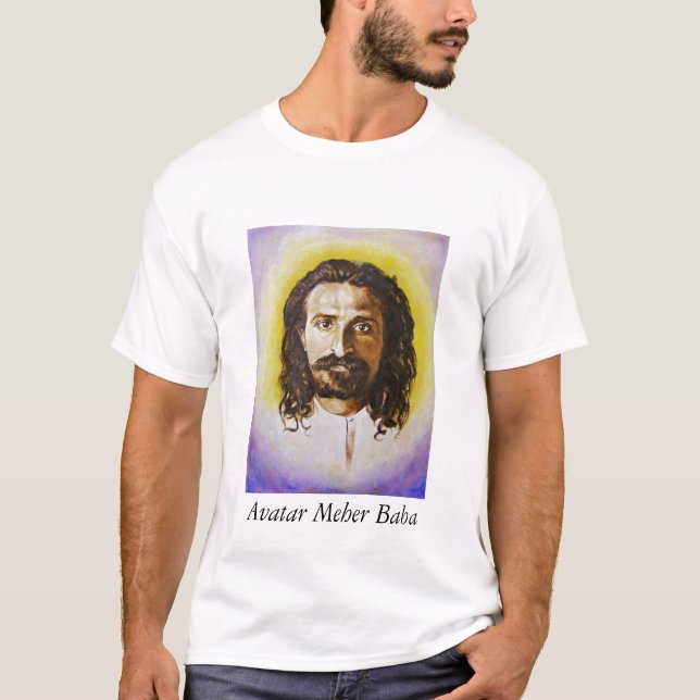 men's tee shirt with portrait of Avatar Meher Baba (Front)