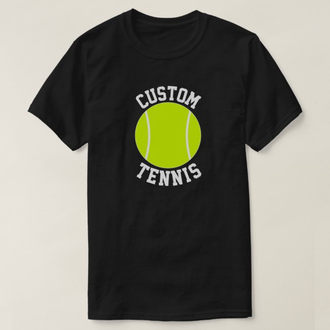 Men's Tennis Custom Team Name or Other Text T-Shirt (Design Front)