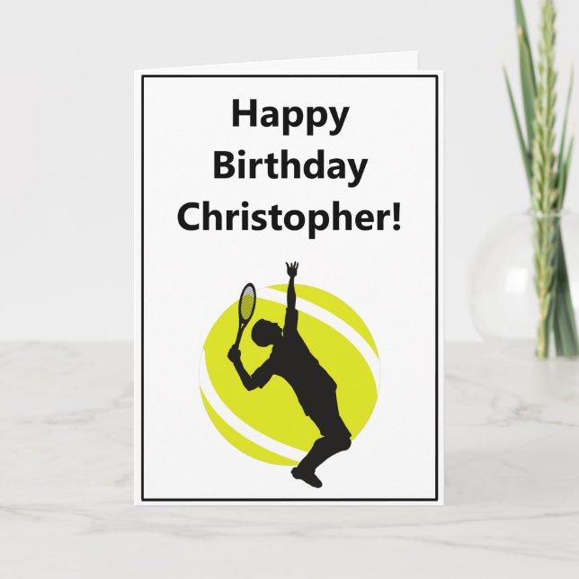 Men's Tennis Player Coach Minimalistic Birthday Card (Front)