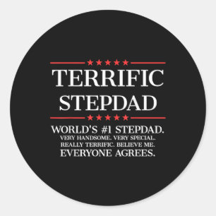 Mens Terrific Stepdad Classic Round Sticker