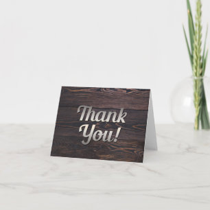 Mens Thank You Card Wood Rustic Brown Country