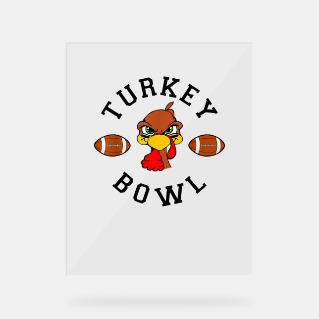 Mens Thanksgiving Football Turkey Bowl Shirt for M Acrylic Sign (Front)