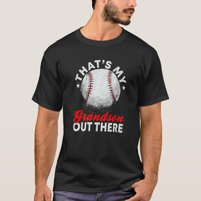 Mens That's My Grandson Out There Baseball Grandpa T-Shirt (Front)