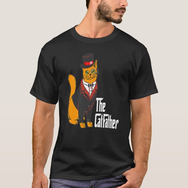 Mens The Catfather Fathers Day  Cat Kitten Papa Hu T-Shirt (Front)