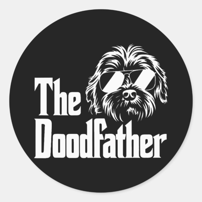 Mens The Doodfather Goldendoodle Dog Doodle Dad Fa Classic Round Sticker (Front)