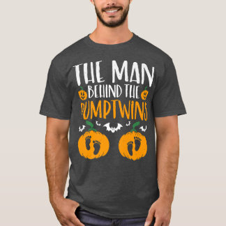 Mens The Man Behind the Pumpkin Twins Halloween Pr T-Shirt