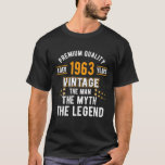 Mens The Man Myth Legend 1963 60th Birthday For 60 T-Shirt<br><div class="desc">Mens The Man Myth Legend 1963 60th Birthday For 60 Years Old Shirt</div>