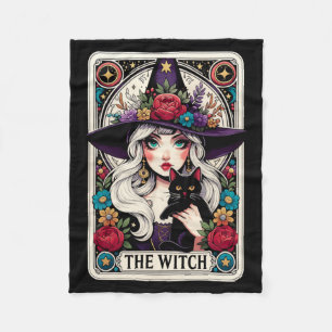 Mens The Witch Tarot Card Halloween Gothic Witchy Fleece Blanket