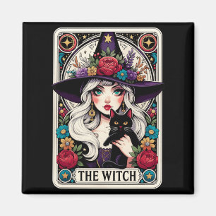 Mens The Witch Tarot Card Halloween Gothic Witchy Magnet