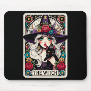 Mens The Witch Tarot Card Halloween Gothic Witchy Mouse Pad