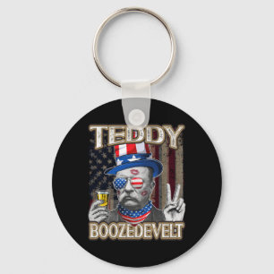 Mens Theodore Roosevelt 4th July Teddy Boozedevelt Key Ring