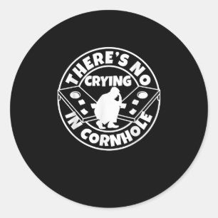 Mens Theres no crying in cornhole Classic Round Sticker