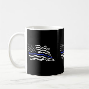 Mens Thin Blue Line Flag Back The Blue Patriotic Coffee Mug