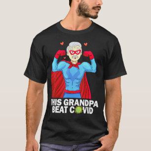 Mens This Grandpa Beat Covid Covid Survivor T-Shirt