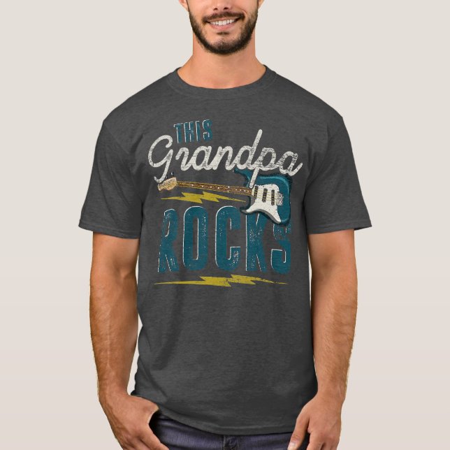 Mens This Grandpa Rocks Bassist Fathers Day Music T-Shirt (Front)
