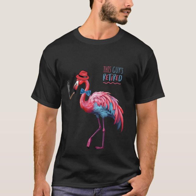 Men's THIS GUY'S RETIRED Cool Dapper Flamingo T-Shirt (Front)