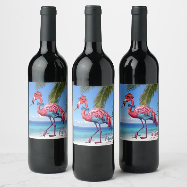 Men's THIS GUY'S RETIRED Flamingo Tropical Beach Wine Label (Bottles)