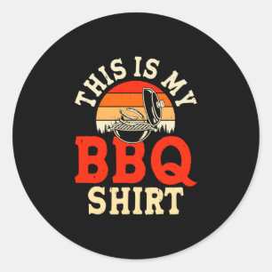 Mens this is bbq shirt grill master fathers day classic round sticker