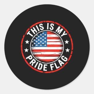 Mens This Is Pride Flag Vintage Aamerican Flag 4th Classic Round Sticker