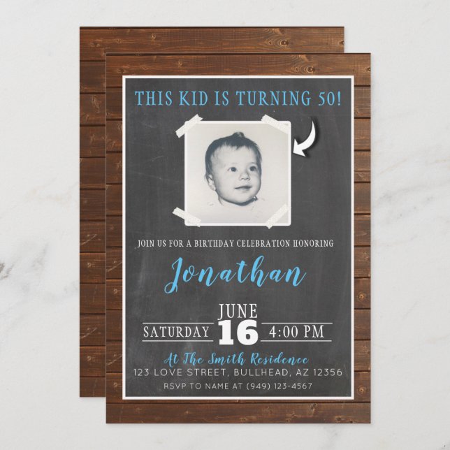 Mens This Kid is turning Adult Photo Invite (Front/Back)