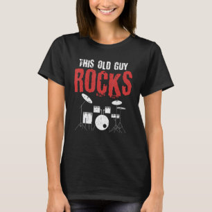 Mens This Old Guy Rocks Retired Drummer Drum Set R T-Shirt