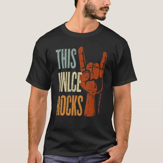 Mens This Uncle Rocks cool devil horns T-Shirt (Front)