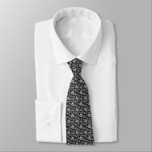 Men's Tie-Black Flowers Tie