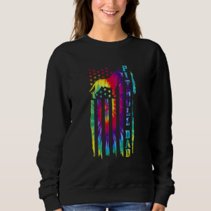 Mens Tie Dye Pitbull Dad Usa American Flag Patriot Sweatshirt