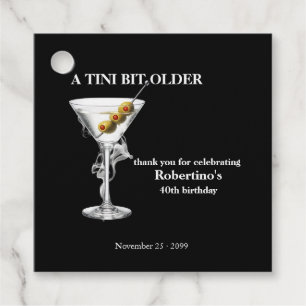 Men's Tini Bit Older Martini 40th Birthday Favour Tags