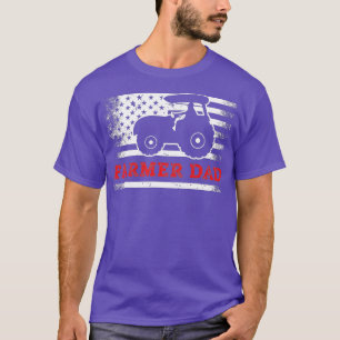 Mens Tractors Farming vintage US flag distress T-Shirt