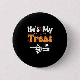 Mens treat skeleton couples matching couple 6 cm round badge