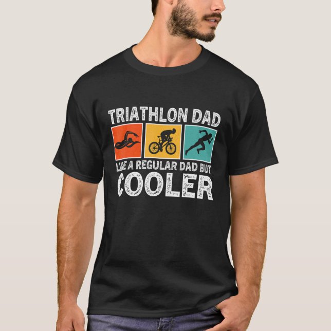 Mens   Triathlon For Men Dad Swim Bike Run Triathl T-Shirt (Front)