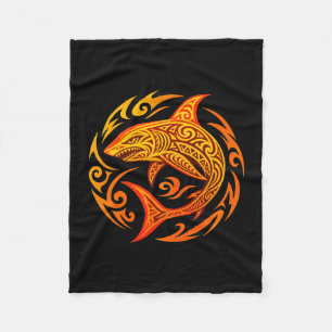 Mens tribal shark design performance  fleece blanket