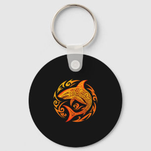 Mens tribal shark design performance key ring