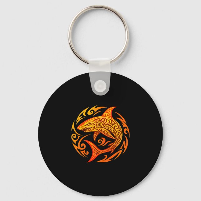 Mens tribal shark design performance  key ring (Front)